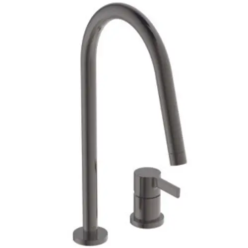 Küchenarmatur aus dem Sortiment von Ideal Standard, mit hohem, gebogenem Auslauf und einem separaten Bedienhebel in einem schlichten Design.